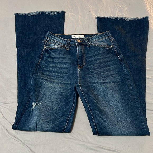 YMI High Rise Flare Distressed Jeans - Picture 1 of 7
